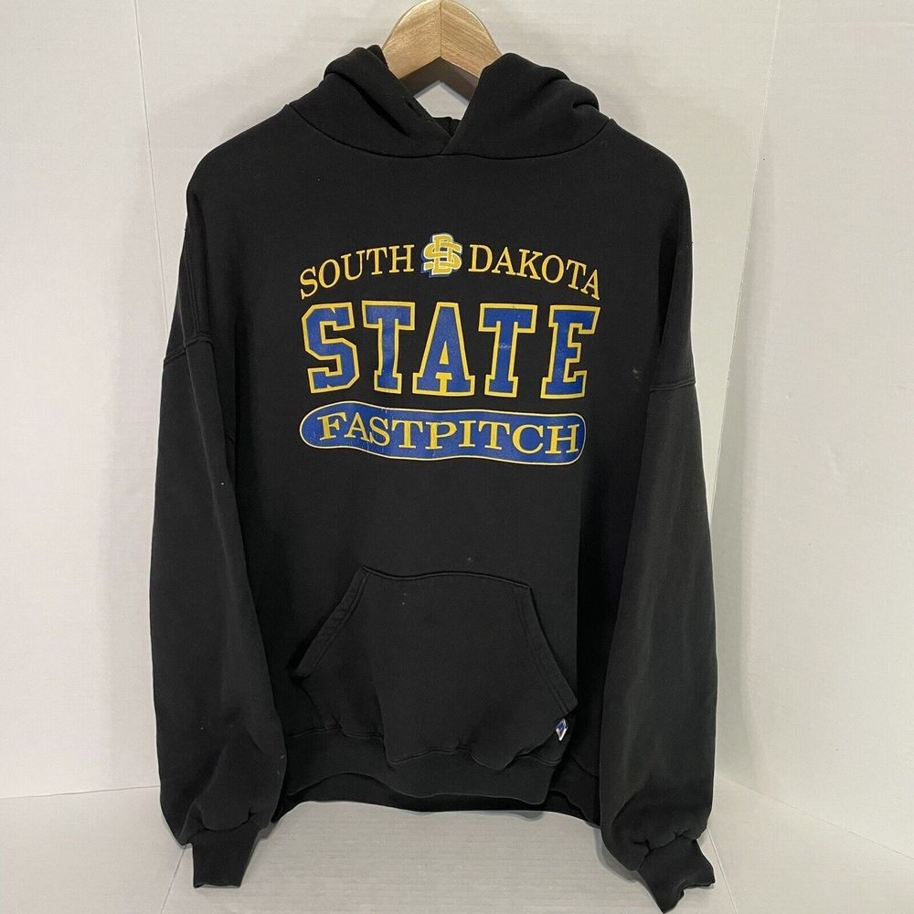 SDSU Jackrabbits Fastpitch Hoodie Sweatshirt, 2XL, Russell Athletic, Black,